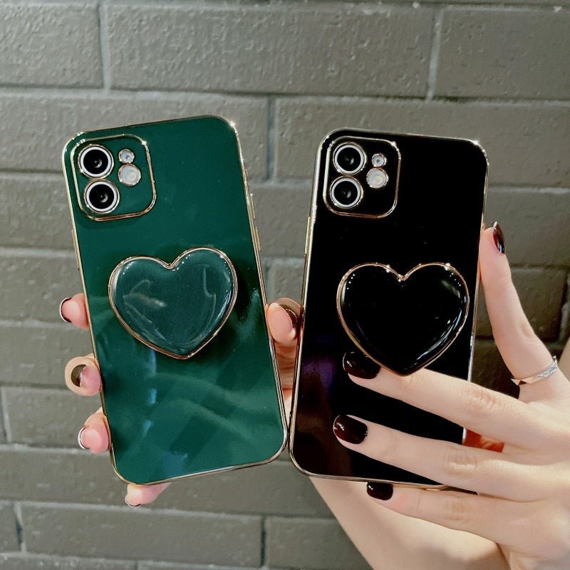 Sweet ❤️ Heart Holder Electroplated Gold iPhone Case | iPhone 11 +++ - City2CityWorld