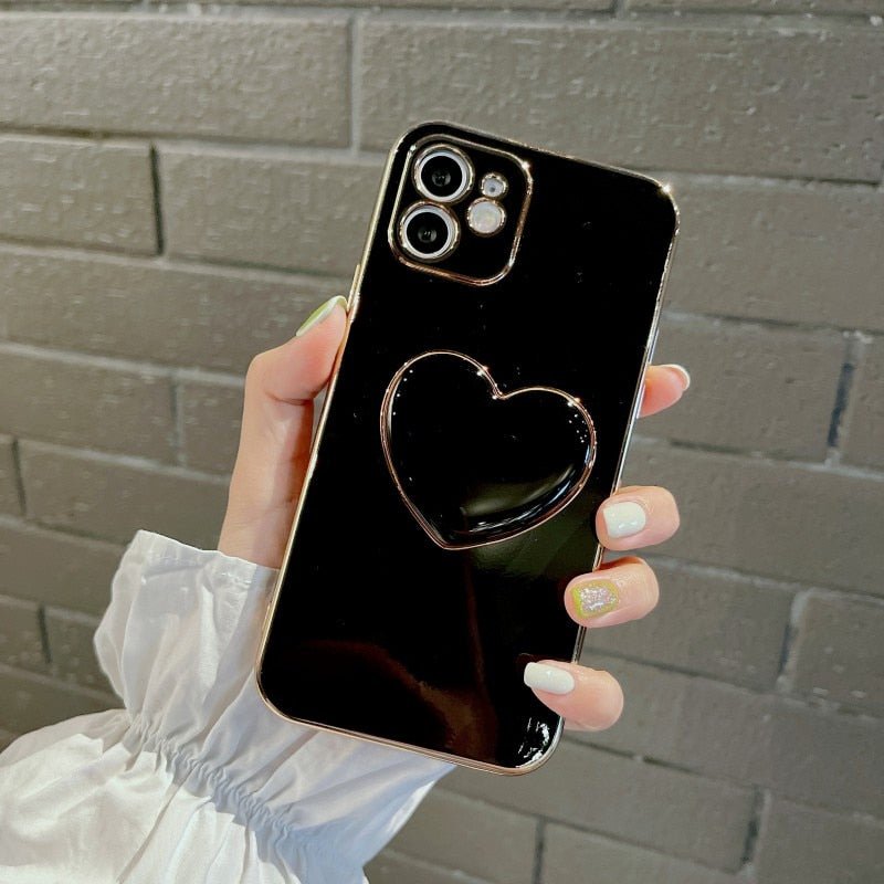 Sweet ❤️ Heart Holder Electroplated Gold iPhone Case | iPhone 11 +++ - City2CityWorld