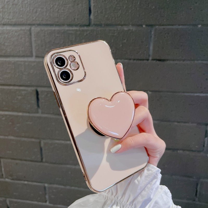 Sweet ❤️ Heart Holder Electroplated Gold iPhone Case | iPhone 11 +++ - City2CityWorld