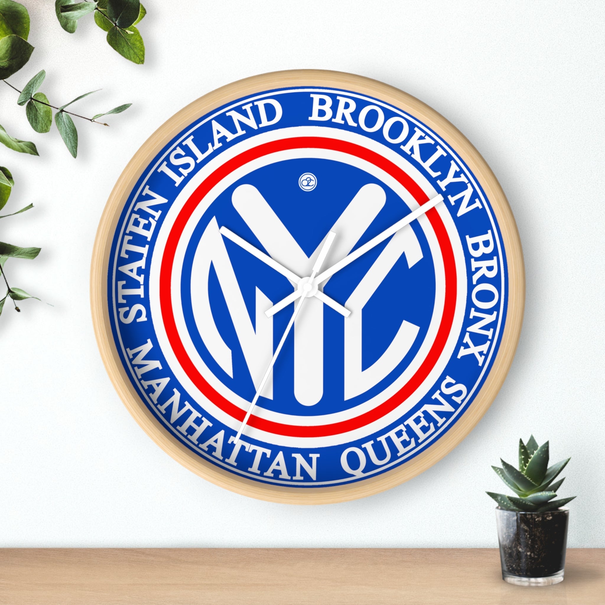 Vintage New York City Wall Clock / Blue + White - City2CityWorld