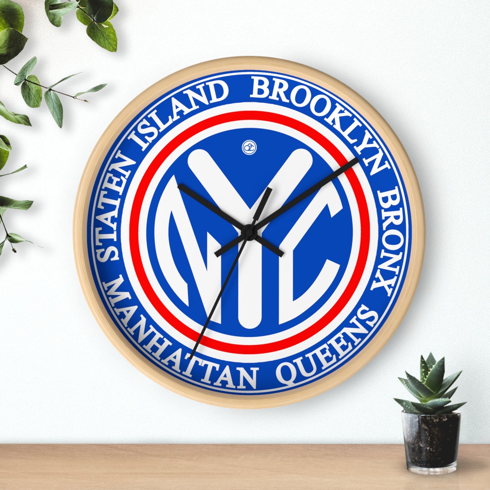 Vintage New York City Wall Clock / Blue + White - City2CityWorld